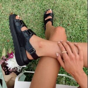 Princess Polly Black Platform Sandals with Straps
